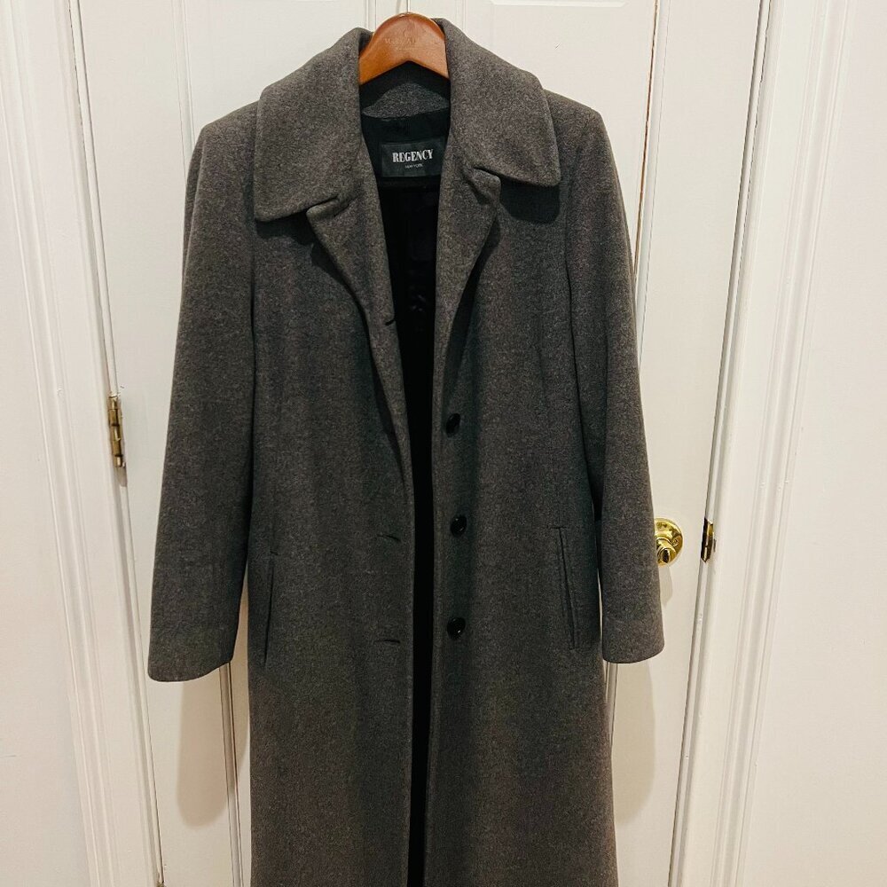 Vintage Regency Pure Cashmere Gray Long Coat Size US 8 / Medium